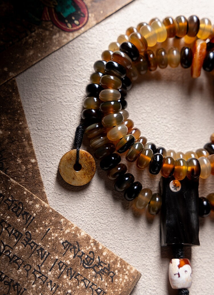 The Horn Mala – 108 Beads of Himalayan Sheep Horn