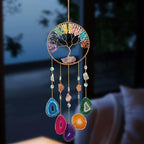 Seven chakra natural crystal agate life tree dream catcher wind chime