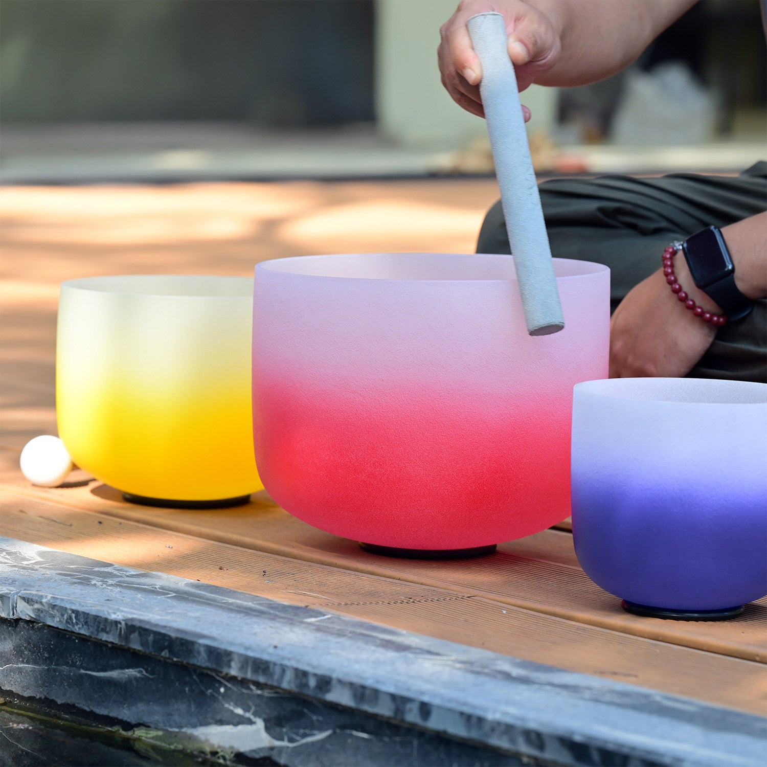 Sacred Frequency | Professional 7-Piece Frosted Quartz Rainbow Singing Bowl Set (432Hz Alignment)