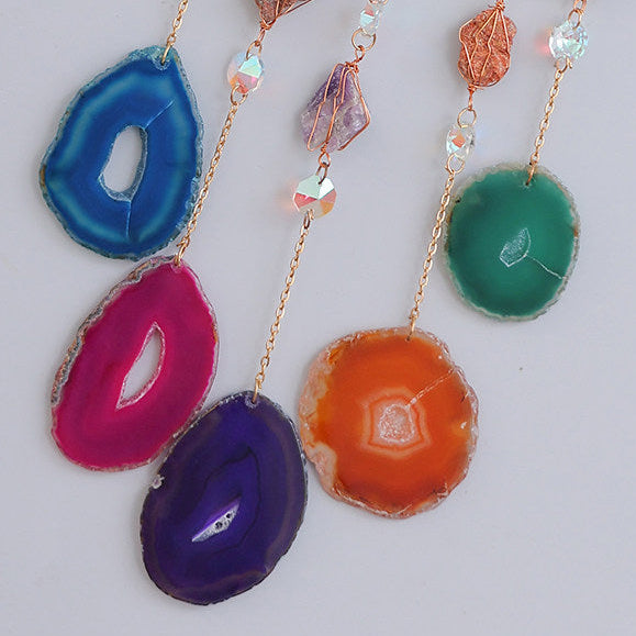 Seven chakra natural crystal agate life tree dream catcher wind chime