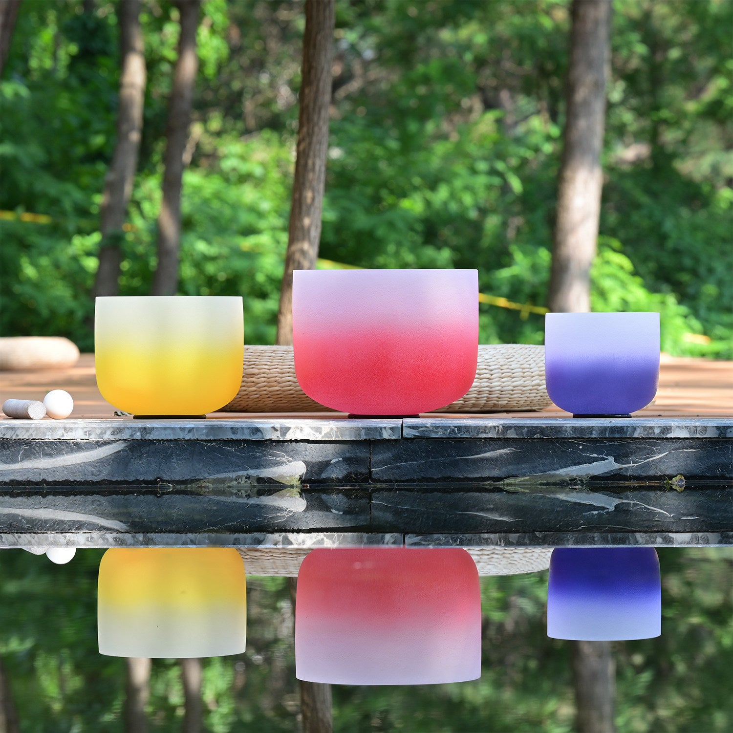 Sacred Frequency | Professional 7-Piece Frosted Quartz Rainbow Singing Bowl Set (432Hz Alignment)