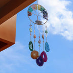Seven chakra natural crystal agate life tree dream catcher wind chime