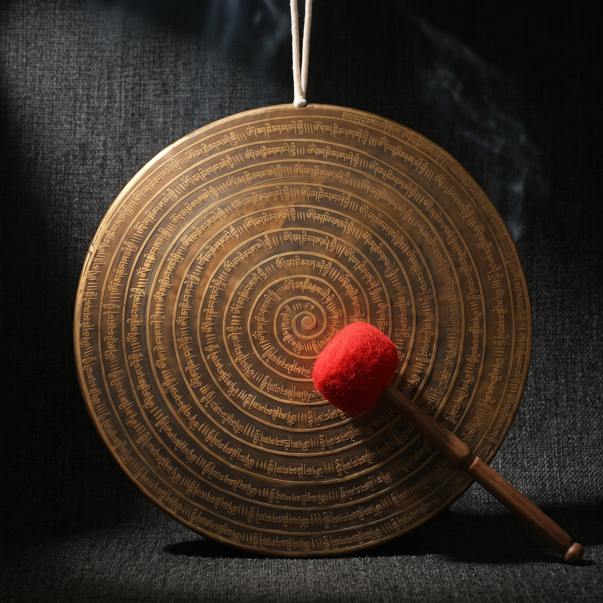 Mantra Resonance – Nepalese Hand-Engraved Six-Syllable Mantra Brass Gong