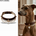 Natural White Asse Quartz Pet Crystal | Cat and Dog Universal Luxury Pet Leather Collar