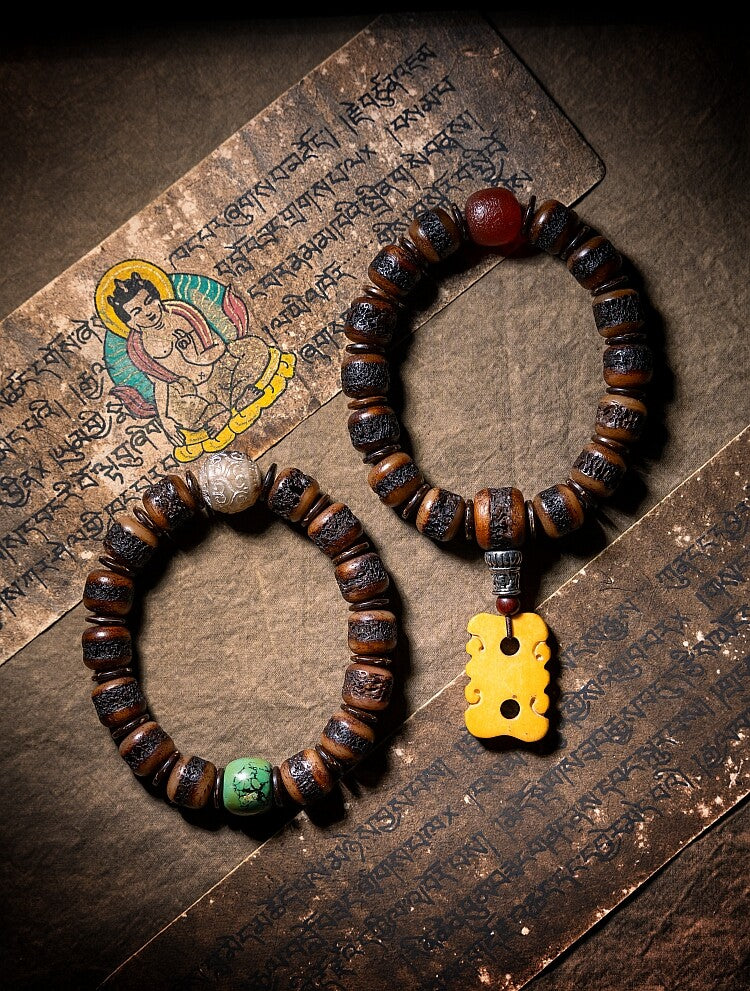 The Ancient Bone Mala – Aged Yak Bone Ritual Bracelet