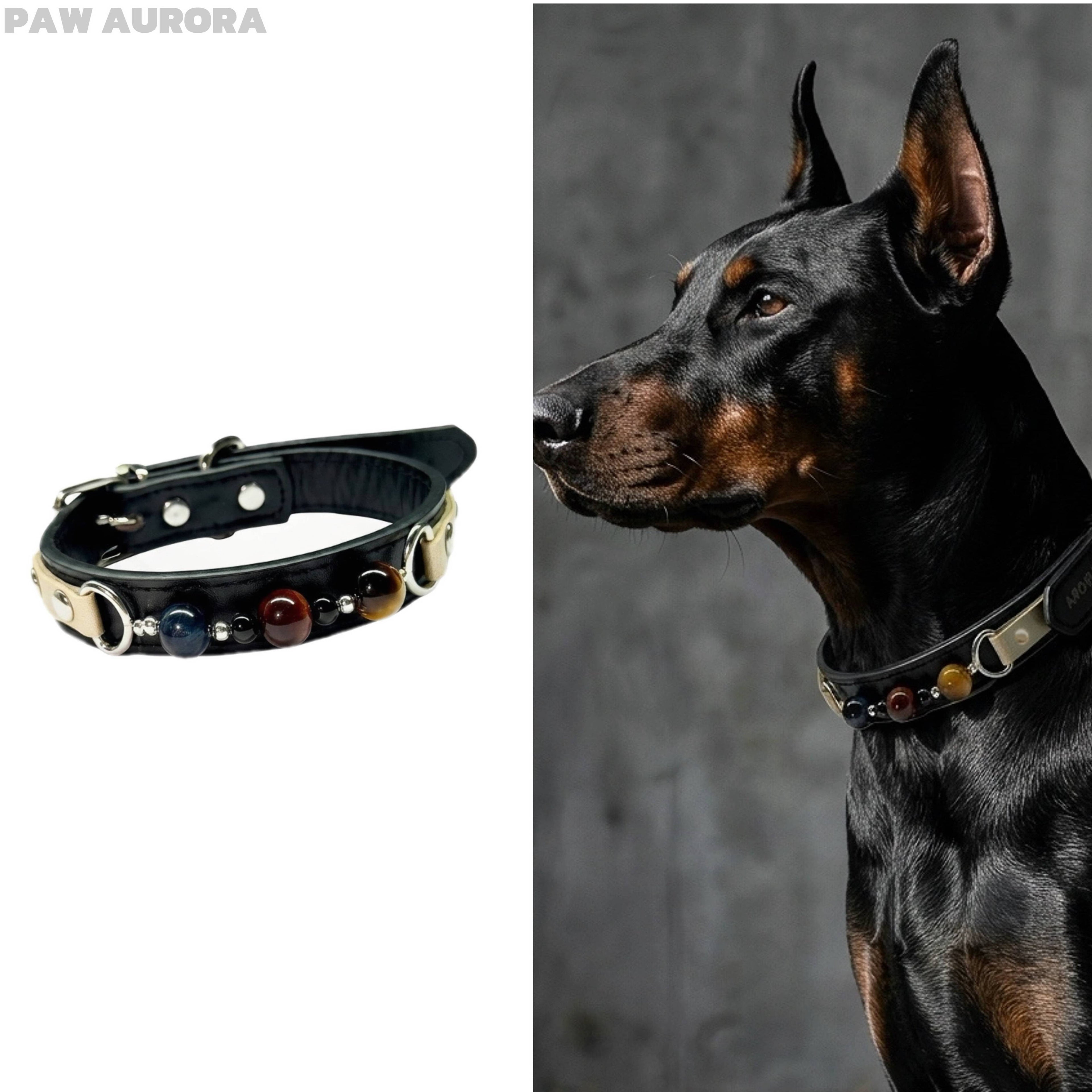 Handmade Natural Crystal & Genuine Leather Pet Collar – Luxury Cat & Dog Collar, Semi-Bespoke, Crystal Healing & Everyday Wear