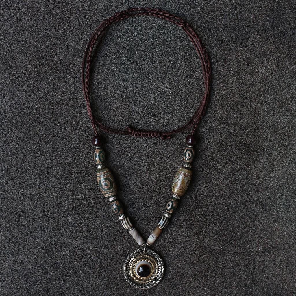 The Alchemist's Strand – Nepalese Medicinal Dzi Mala Necklace