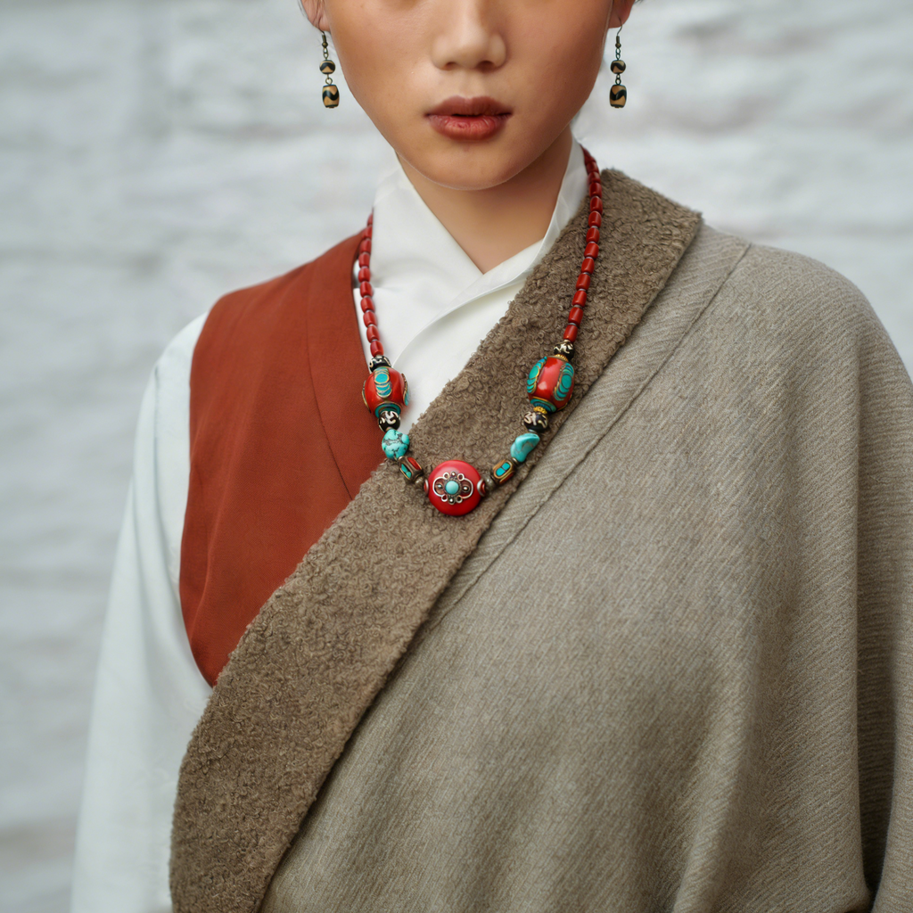 The Pilgrim's Rosary – Nepalese Hand‑Inlaid Ethnic Necklace