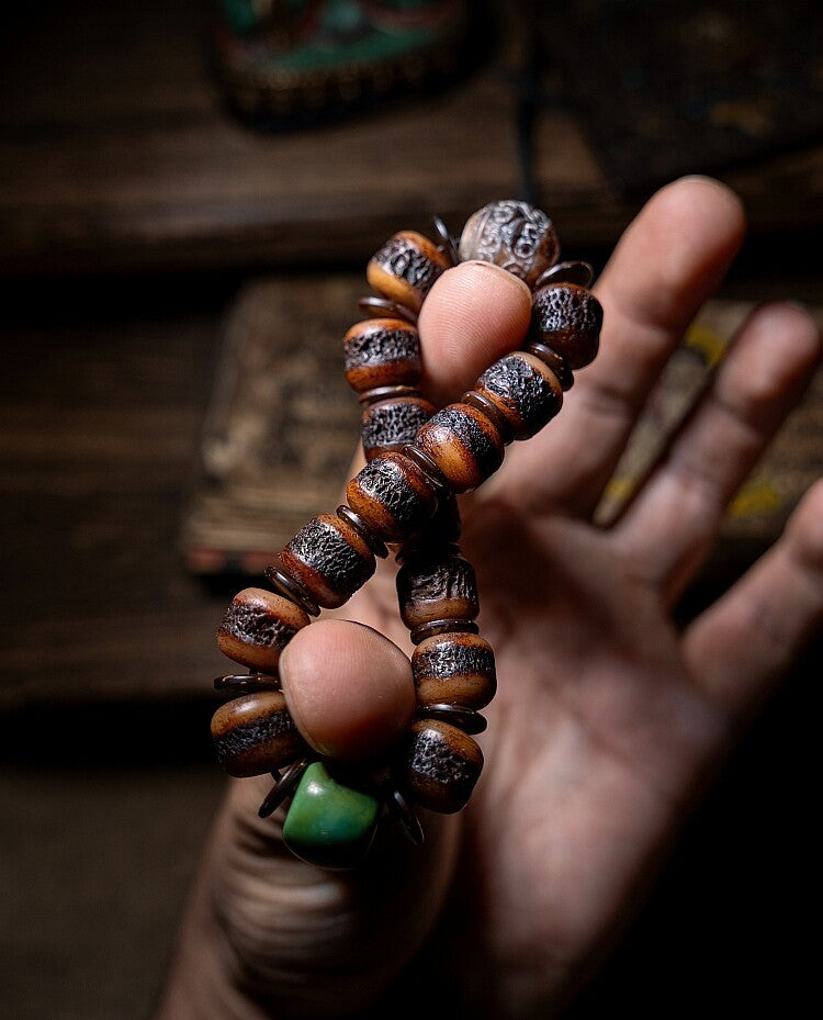 The Ancient Bone Mala – Aged Yak Bone Ritual Bracelet