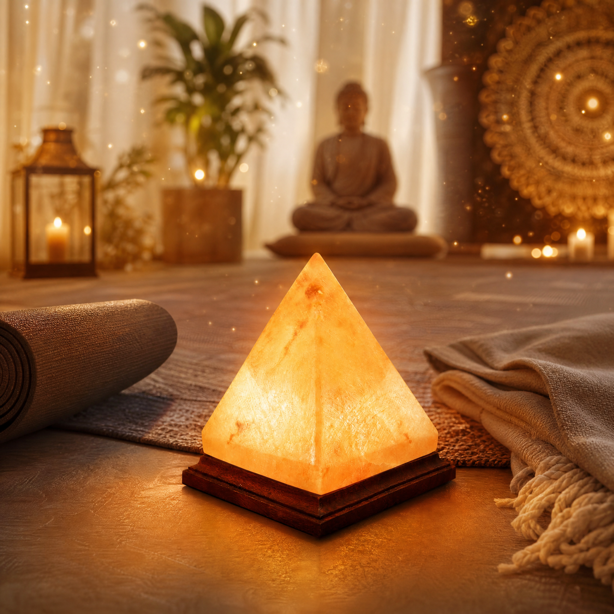 Natural Himalayan Pyramid Salt Lamp | Air Purifier · Attracting Wealth and Gathering Energy Decorative Item
