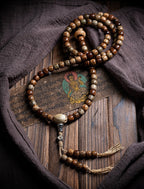 The Vintage Star‑Moon Mala – Aged Tianshan Agate & Bodhi Seeds