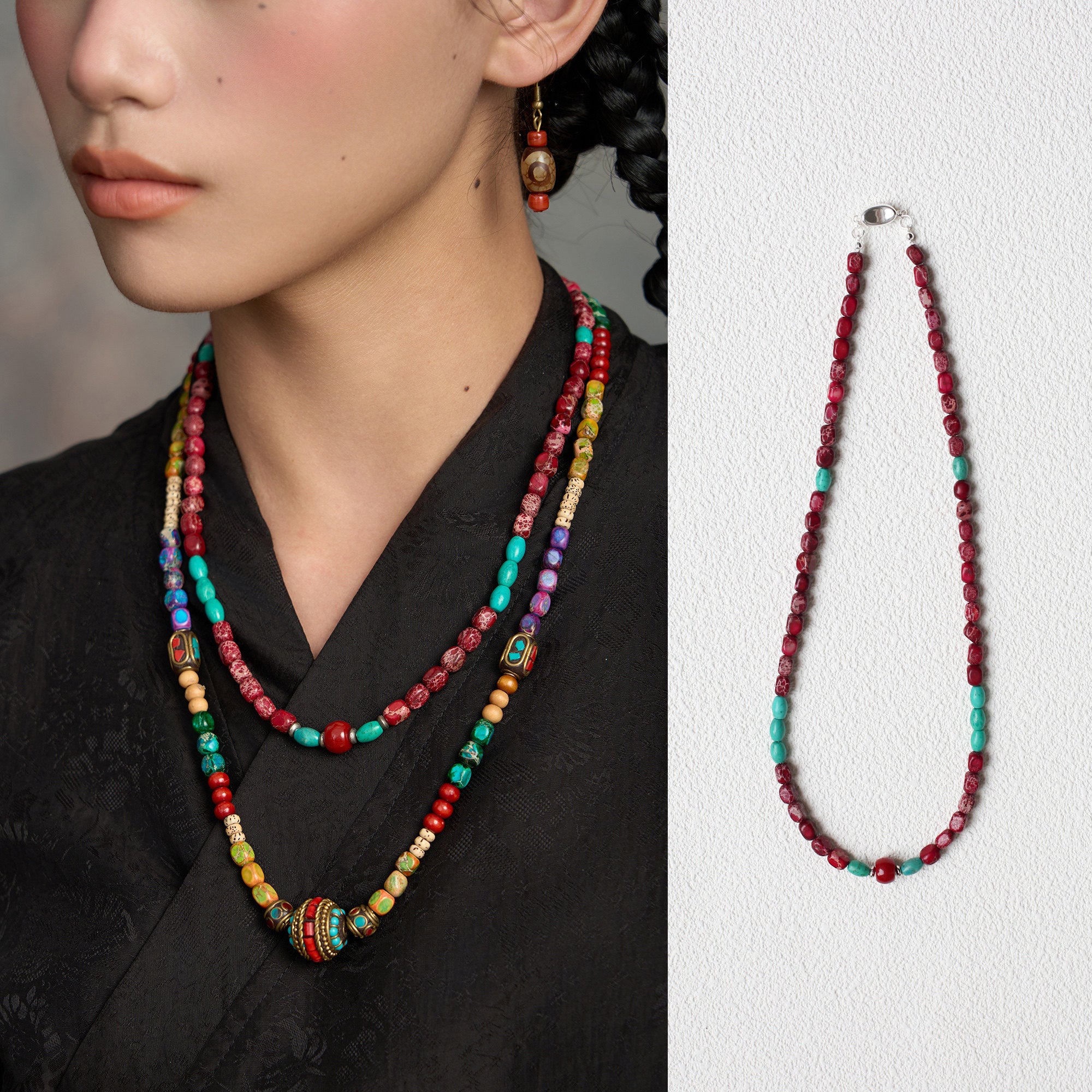 The Painted Sky Mala – Turquoise & Bodhi Seed Necklace