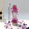 Natural Rainbow Fluorite Angel Sculpture | "Wisdom Stone" Healing Amulet