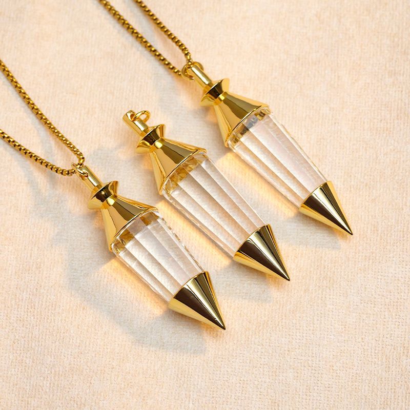 The Stone of Truth · Pure Fall | Natural Double-Tipped White Crystal Spirit Pendulum Necklace