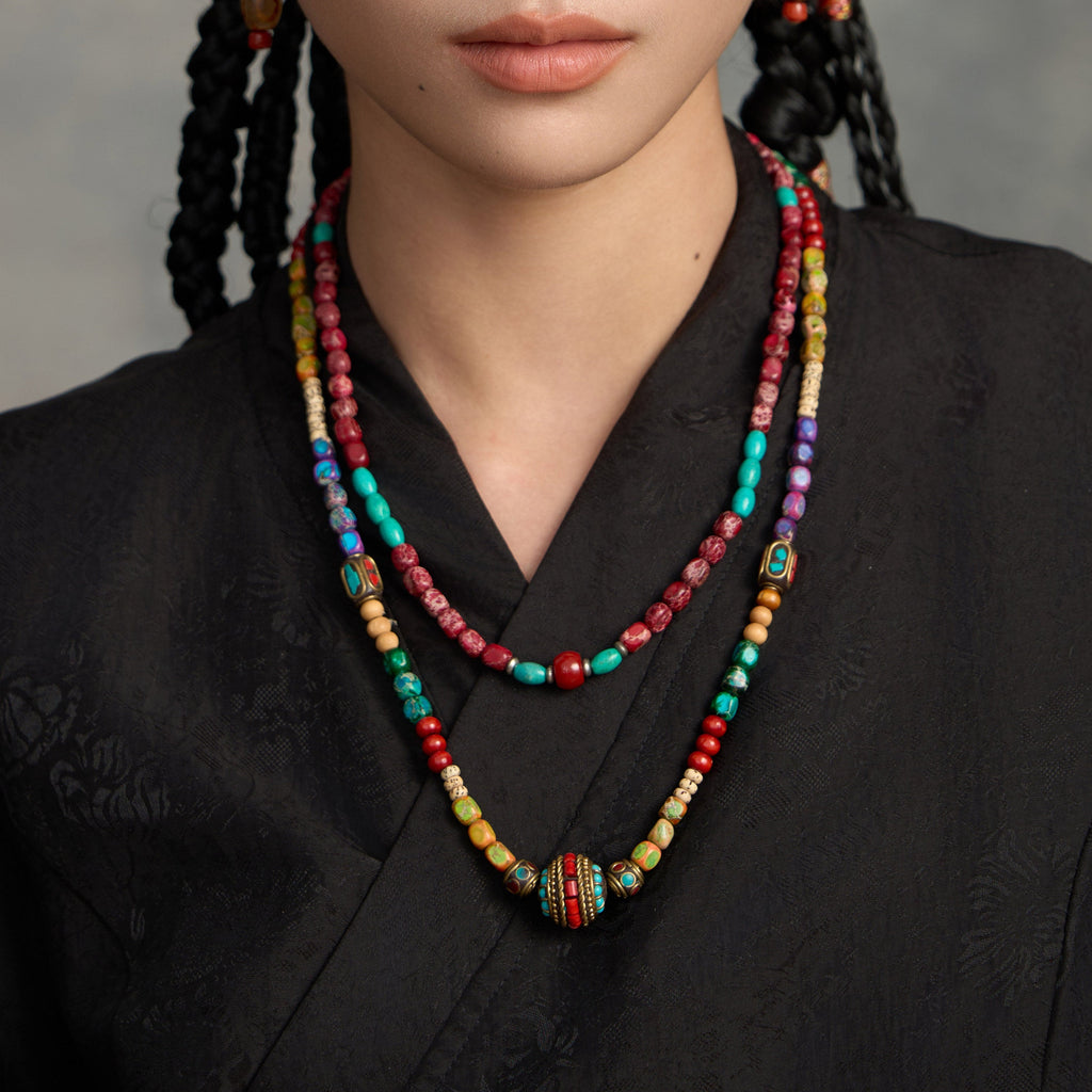 The Painted Sky Mala – Turquoise & Bodhi Seed Necklace