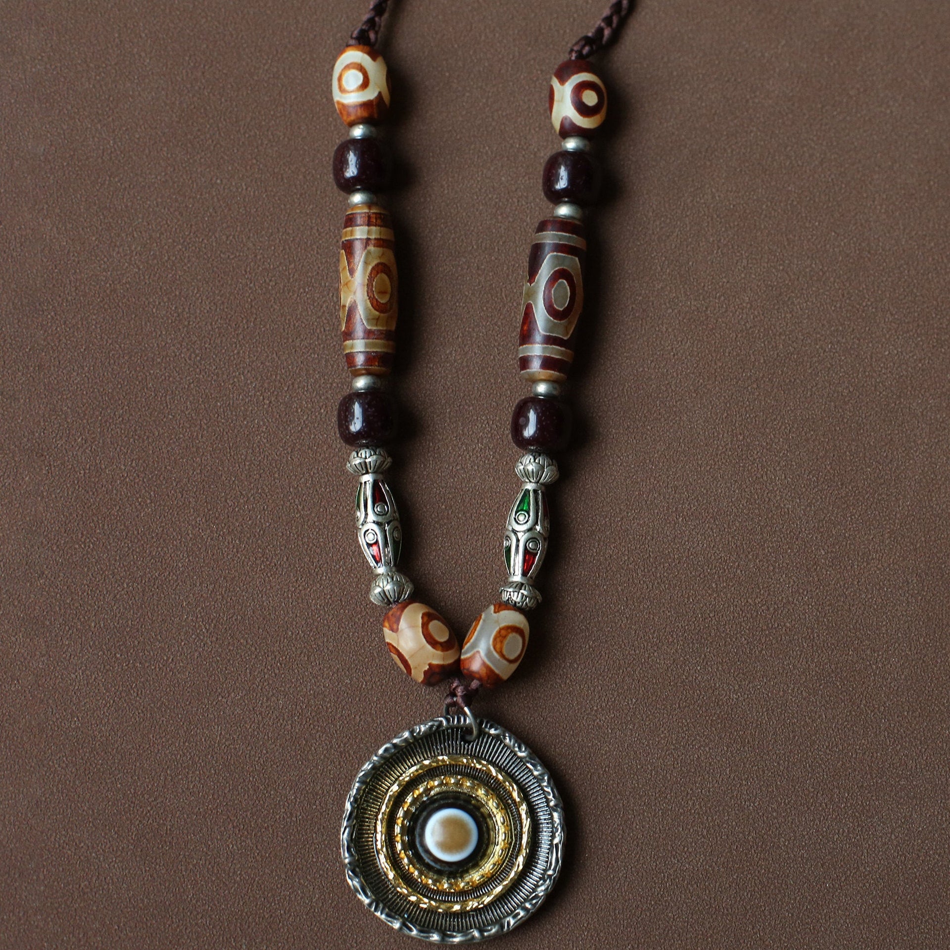 The Alchemist's Strand – Nepalese Medicinal Dzi Mala Necklace