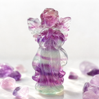Natural Rainbow Fluorite Angel Sculpture | "Wisdom Stone" Healing Amulet
