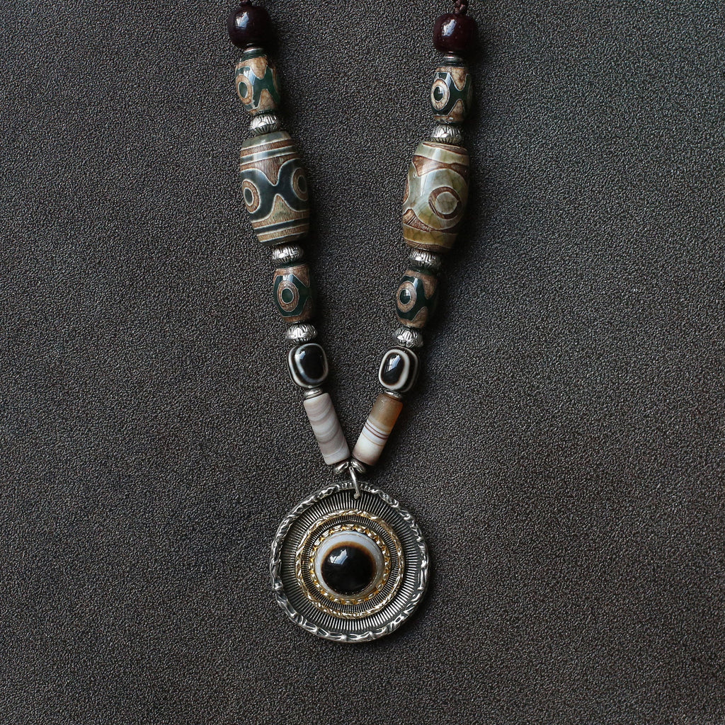 The Alchemist's Strand – Nepalese Medicinal Dzi Mala Necklace