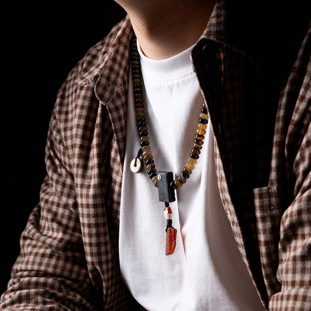 The Horn Mala – 108 Beads of Himalayan Sheep Horn
