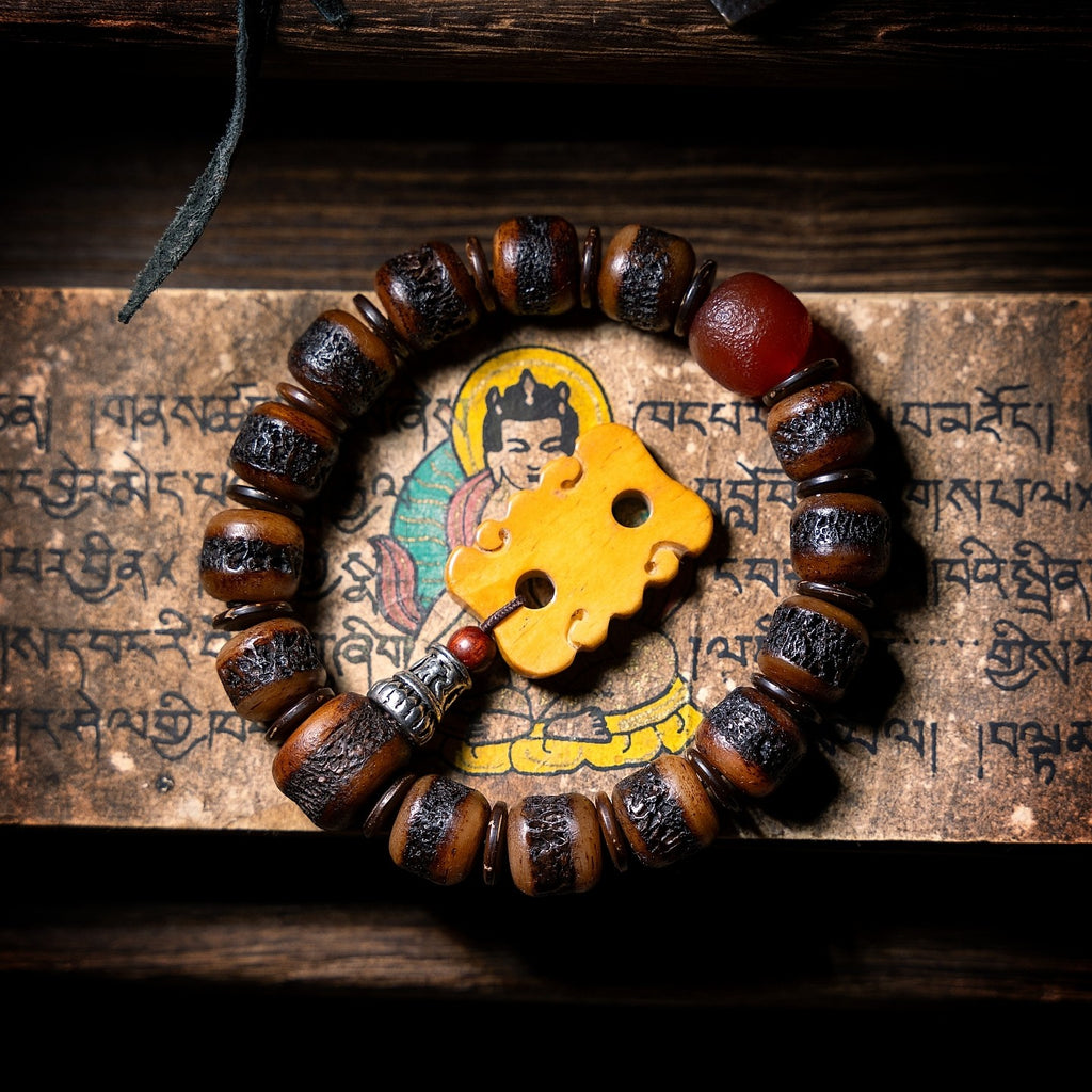 The Ancient Bone Mala – Aged Yak Bone Ritual Bracelet