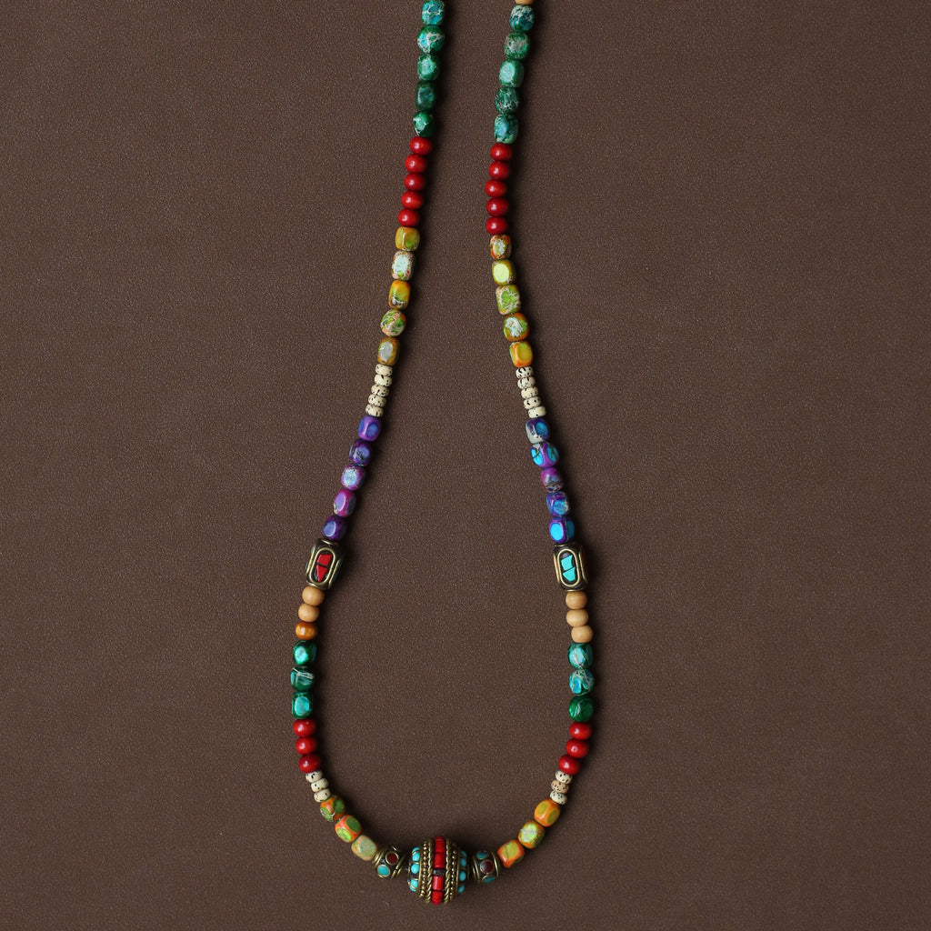 The Painted Sky Mala – Turquoise & Bodhi Seed Necklace