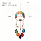 Seven chakra natural crystal agate life tree dream catcher wind chime