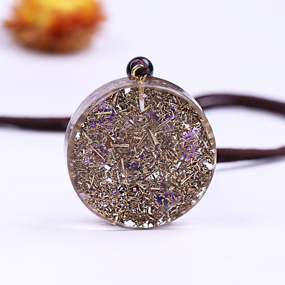 Sacred Geometry Natural Amethyst Energy Pendant