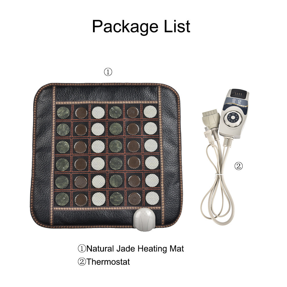 Intelligent temperature-controlled jade heating seat cushion with far-infrared therapy