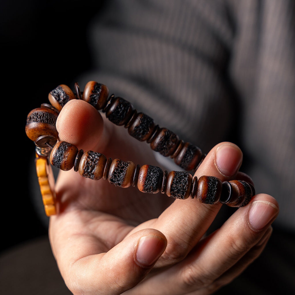 The Ancient Bone Mala – Aged Yak Bone Ritual Bracelet
