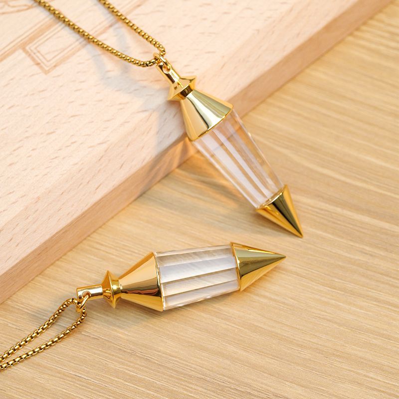 The Stone of Truth · Pure Fall | Natural Double-Tipped White Crystal Spirit Pendulum Necklace