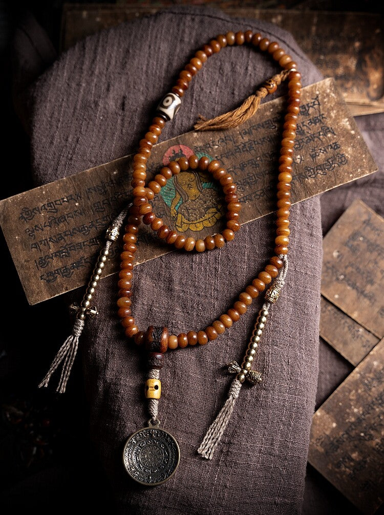 The Eternal Bond – Hand-Carved Aged Yak Bone Mala