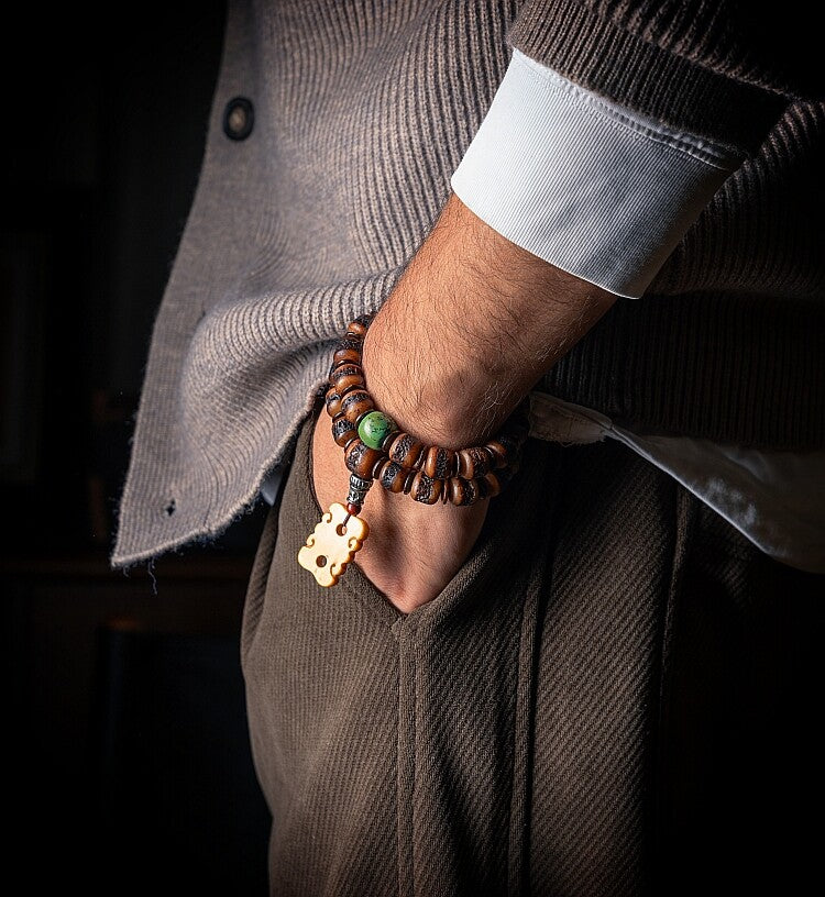 The Ancient Bone Mala – Aged Yak Bone Ritual Bracelet