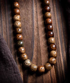 The Vintage Star‑Moon Mala – Aged Tianshan Agate & Bodhi Seeds