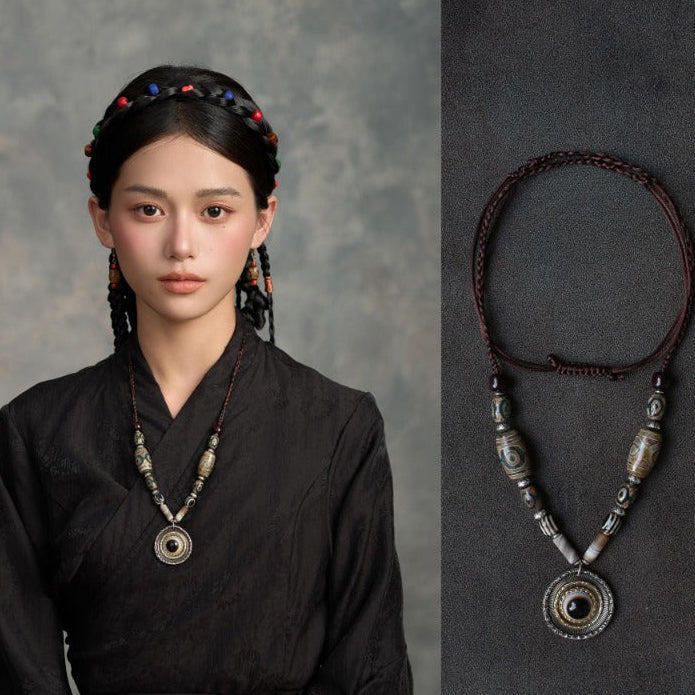 The Alchemist's Strand – Nepalese Medicinal Dzi Mala Necklace