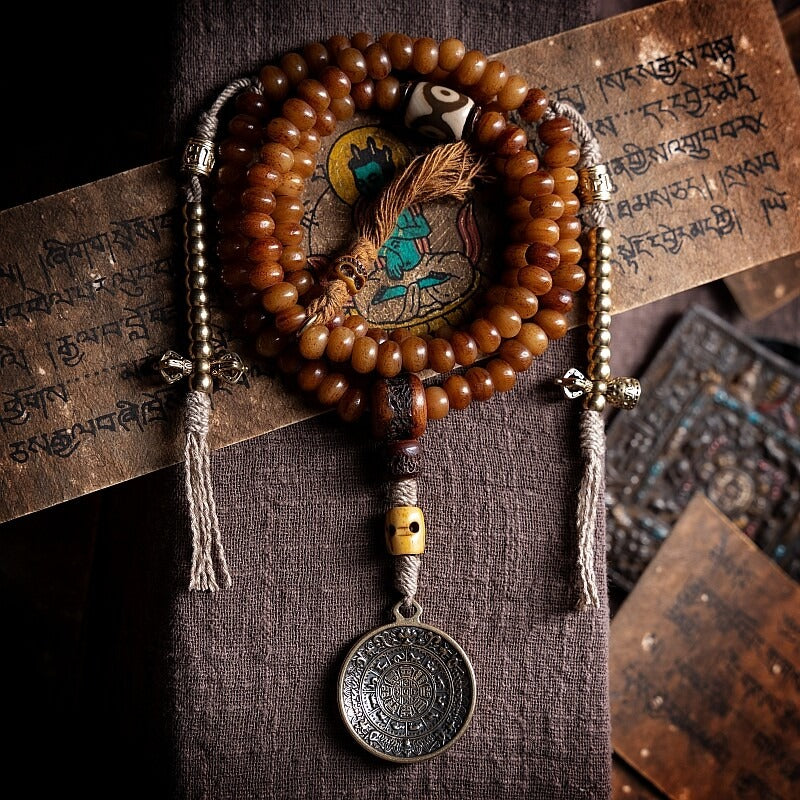 The Eternal Bond – Hand-Carved Aged Yak Bone Mala
