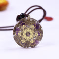 Sacred Geometry Natural Amethyst Energy Pendant