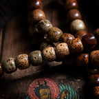The Vintage Star‑Moon Mala – Aged Tianshan Agate & Bodhi Seeds