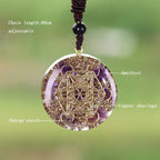 Sacred Geometry Natural Amethyst Energy Pendant