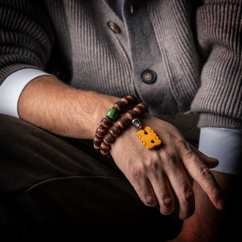 The Ancient Bone Mala – Aged Yak Bone Ritual Bracelet