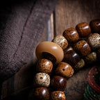 The Vintage Star‑Moon Mala – Aged Tianshan Agate & Bodhi Seeds