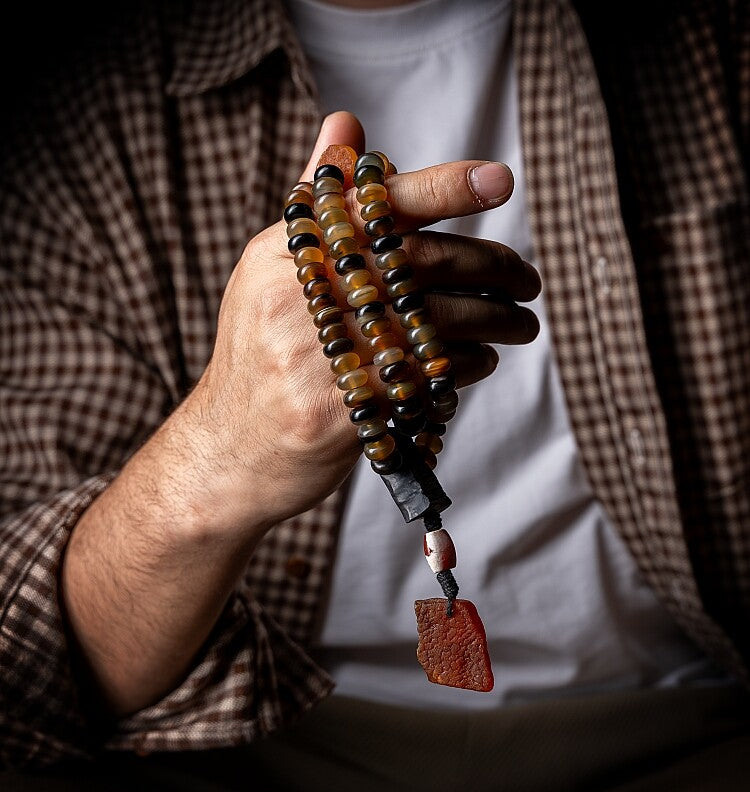 The Horn Mala – 108 Beads of Himalayan Sheep Horn