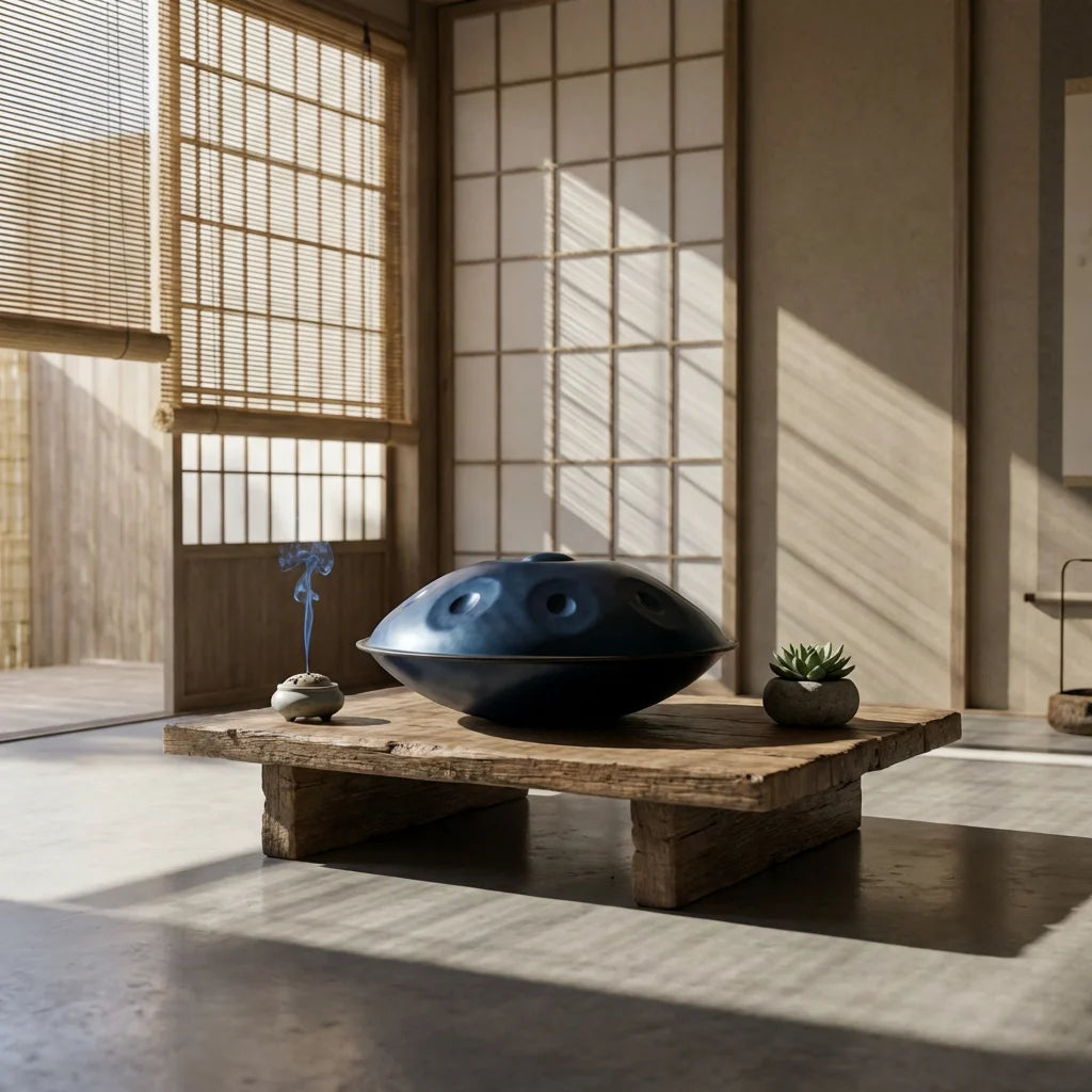 Sacred Mandala Handpan in Zen Sanctuary