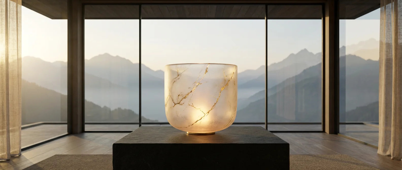 24K Gold-Infused 432Hz Singing Bowl in Himalayan Sanctuary