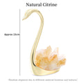 Natural Yellow Crystal Gold Swan | Wealth Energy Healing Statue - Meditation/Feng Shui Decor Item
