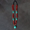 Sacred Fire & Sky Pendant �C Handcrafted Nepalese Turquoise & Coral Talisman