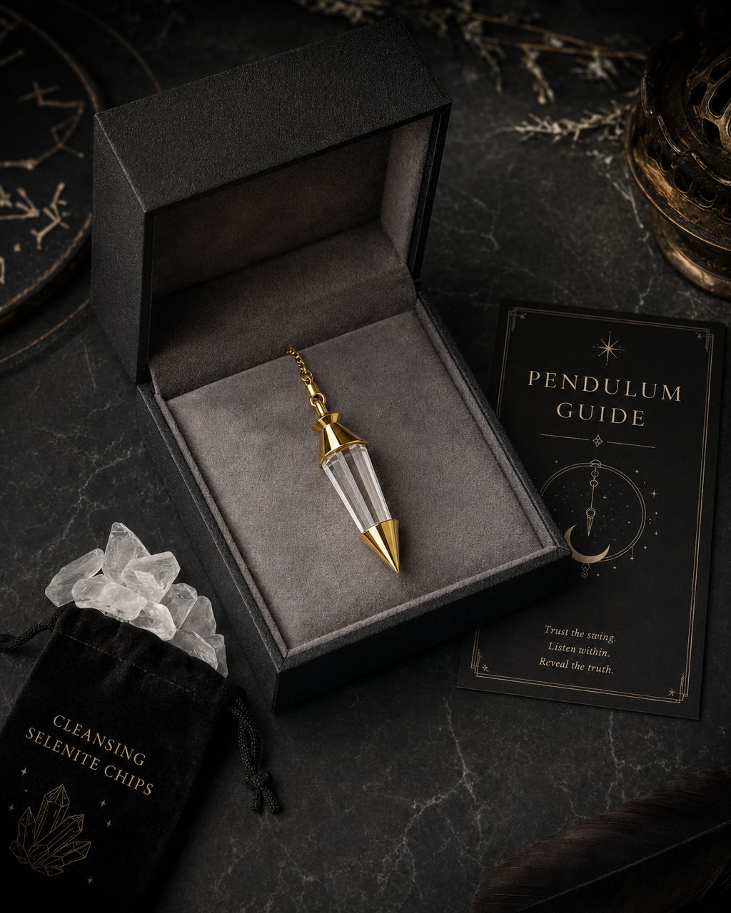 The Stone of Truth · Pure Fall | Natural Double-Tipped White Crystal Spirit Pendulum Necklace
