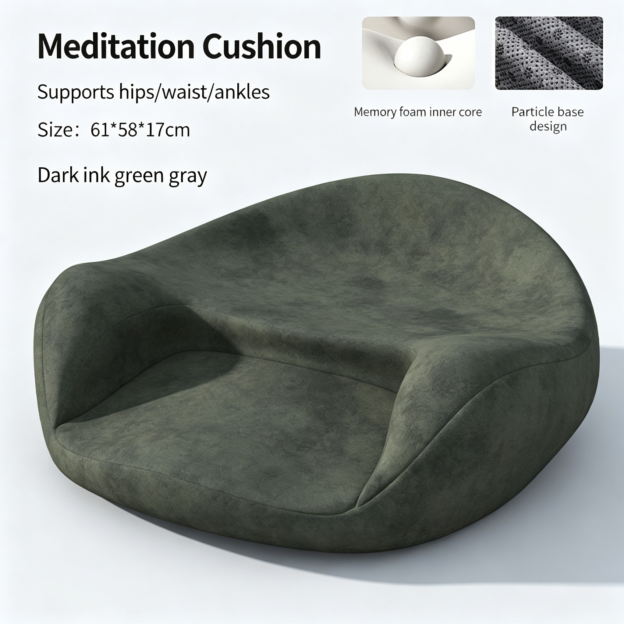 rgonomic Memory Foam Meditation Cushion (Tailbone Stress Relief Version)