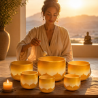 Celestial Gilding | 24K Gold-Infused 432Hz Wealth & Abundance Singing Bowl Set (Elite Edition)