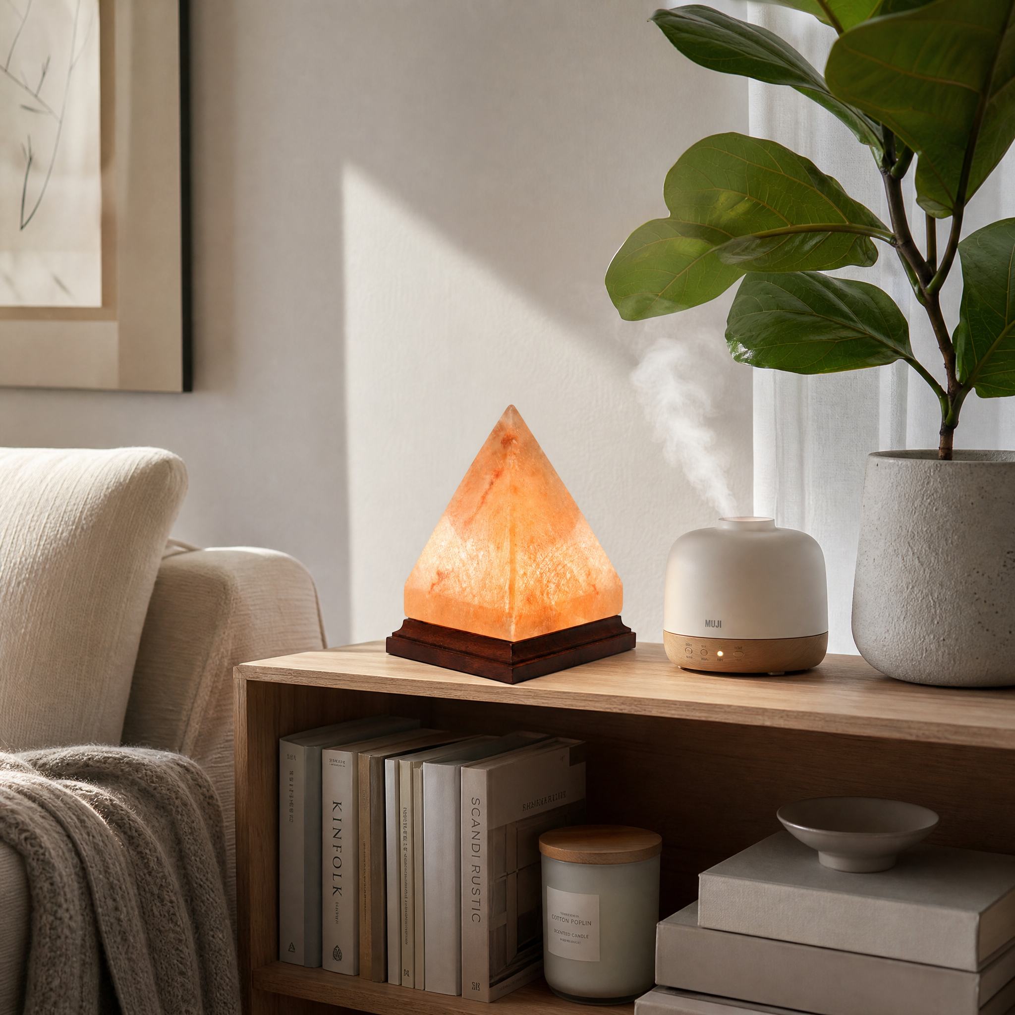 Natural Himalayan Pyramid Salt Lamp | Air Purifier · Attracting Wealth and Gathering Energy Decorative Item